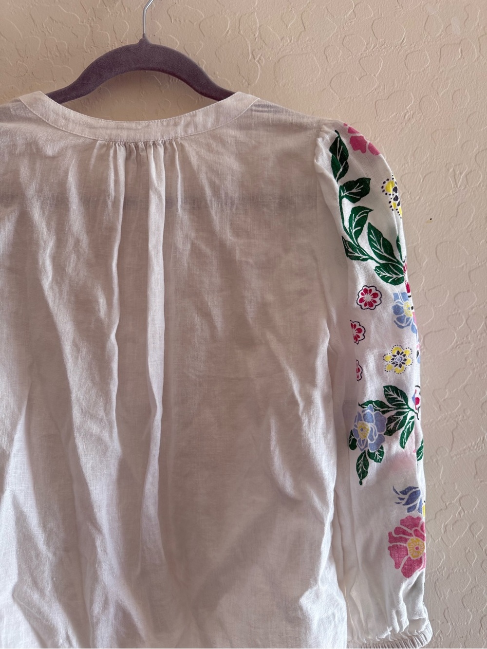 Charter Club, PS, linen floral print sleeve top with a button-front design - Picture 7 of 7